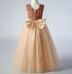 Flower Girl Dress Sequin Wedding Dress Princess Dress Bow Birthday Costume Party Holiday