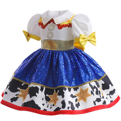 Jessie Cowgirl Outfit Sequins Kids Girl Costume Dress for Holiday Birthday Halloween Party