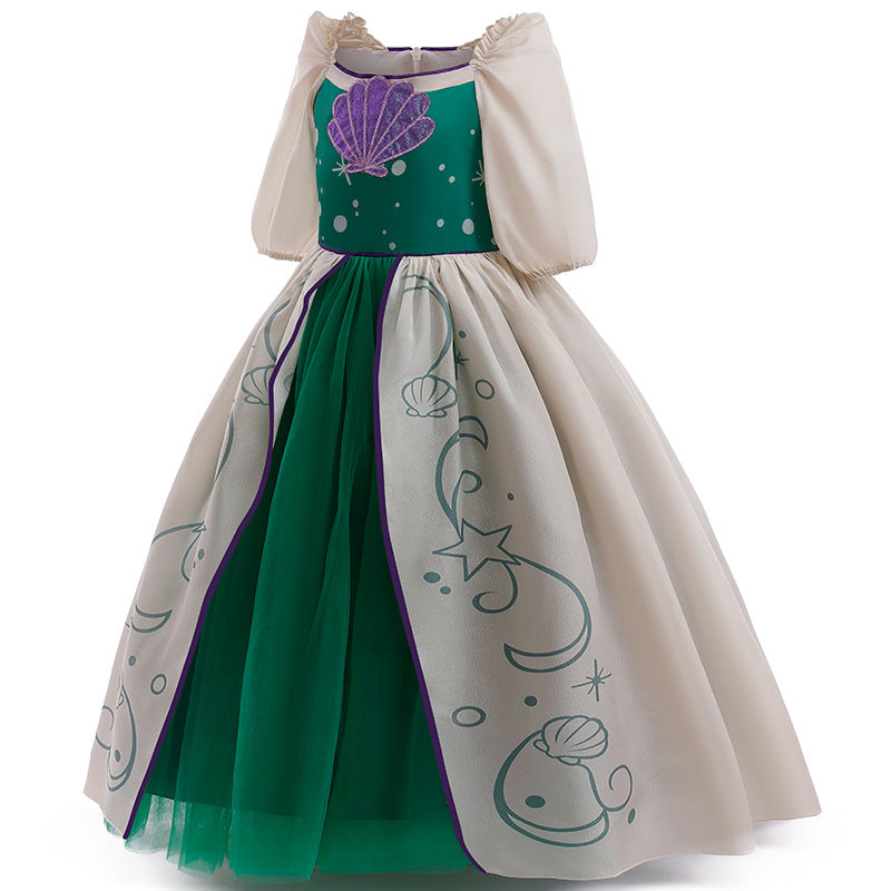 Ariel Princess The Little Mermaid Girls Dress Costume Cosplay Party Holiday Halloween