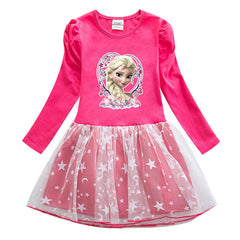 New Cotton Kids Toddler Princess Costume Elsa Girl Dress