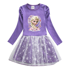 New Cotton Kids Toddler Princess Costume Elsa Girl Dress