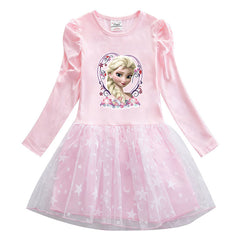 New Cotton Kids Toddler Princess Costume Elsa Girl Dress