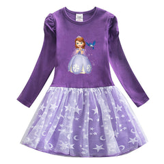 New Cotton Kids Toddler Princess Costume Sophia Girl Dress Party Holiday
