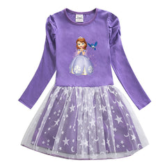 New Cotton Kids Toddler Princess Costume Sophia Girl Dress Party Holiday