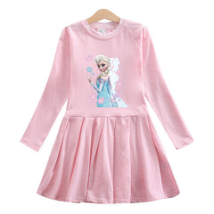 New Cotton Kids Toddler Princess Costume Elsa Girl Dress T-shirt