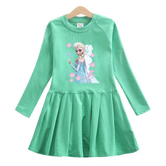 New Cotton Kids Toddler Princess Costume Elsa Girl Dress T-shirt