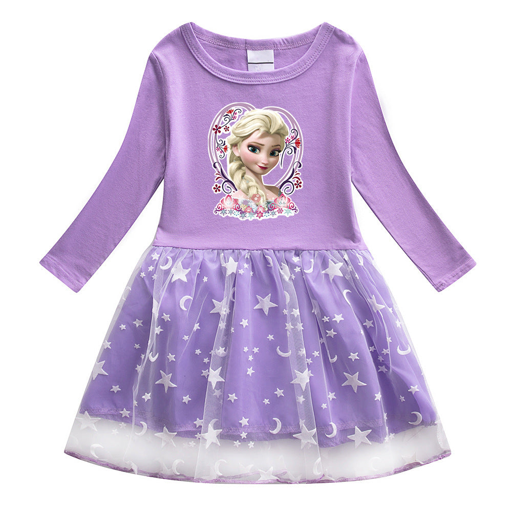 New Girl Party Holiday Toddler Princess Costume Elsa Dress For Casual Wear Birthday