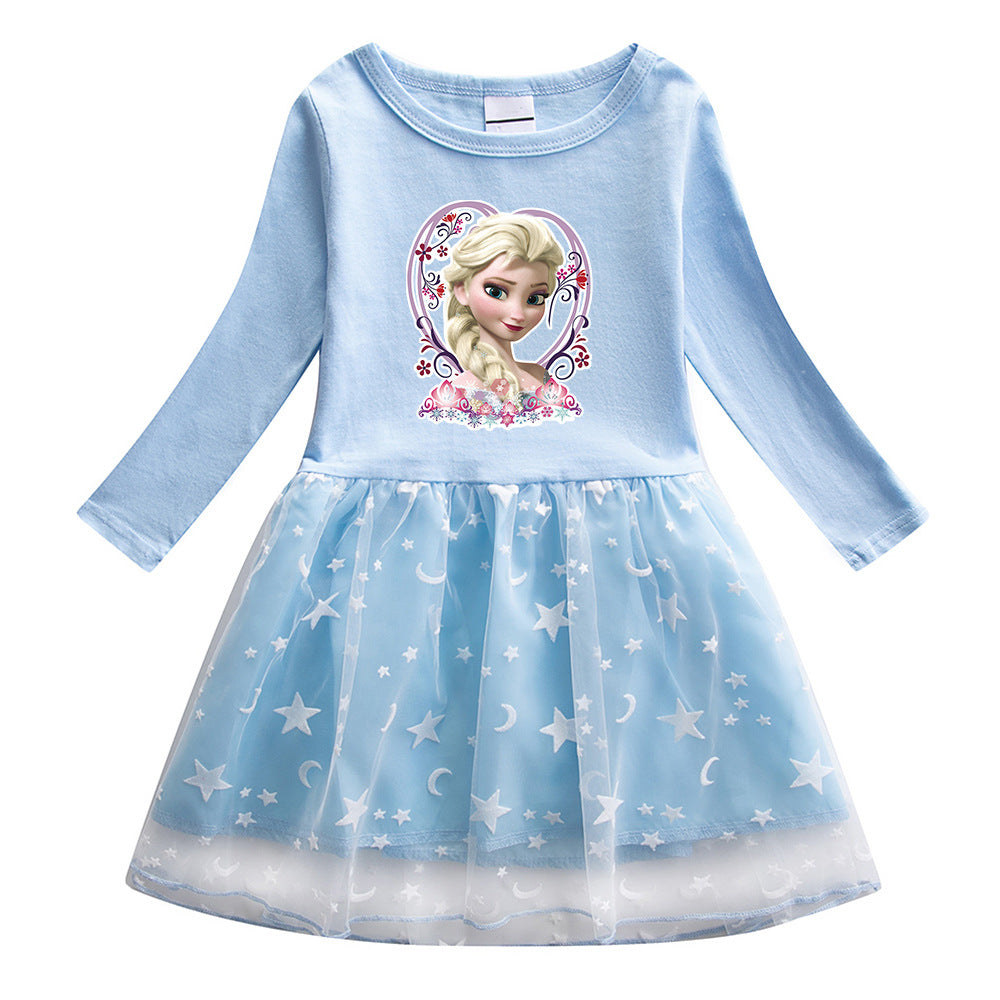 New Girl Party Holiday Toddler Princess Costume Elsa Dress For Casual Wear Birthday