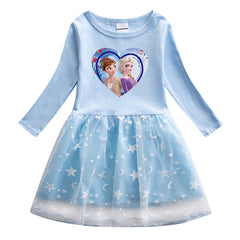 New Girl Party Holiday Toddler Princess Costume Elsa Anna Dress For Casual Wear Birthday
