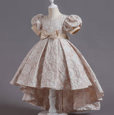Flower Girl Dress Bow Wedding Dress Trailing Princess Dress Birthday Costume Party Holiday