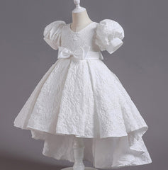 Flower Girl Dress Bow Wedding Dress Trailing Princess Dress Birthday Costume Party Holiday