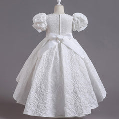 Flower Girl Dress Bow Wedding Dress Trailing Princess Dress Birthday Costume Party Holiday