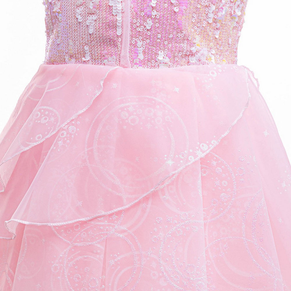 New Girl Cosplay Wicked Glinda Costume Sparkling dress For Toddler Kids Halloween