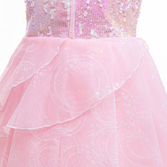 New Girl Cosplay Wicked Glinda Costume Sparkling dress For Toddler Kids Halloween