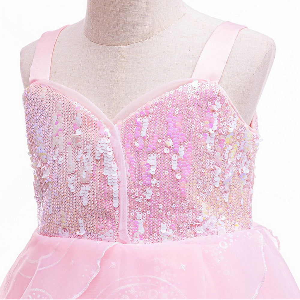 New Girl Cosplay Wicked Glinda Costume Sparkling dress For Toddler Kids Halloween