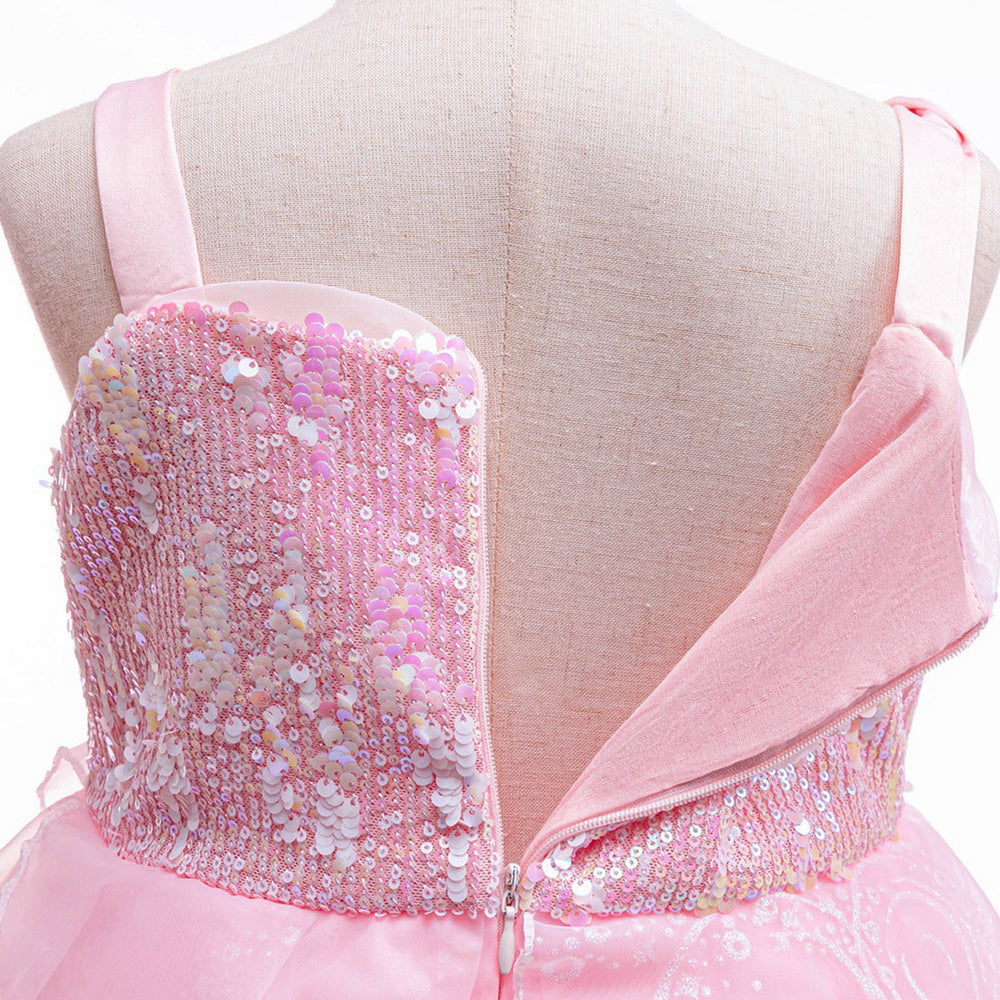 New Girl Cosplay Wicked Glinda Costume Sparkling dress For Toddler Kids Halloween
