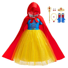 New Princess Snow White Costume Halloween Girls Dresses With Cape Set