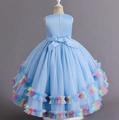 Flower Girl Dress Pearl Wedding Dress Lace Trailing Princess Dress Birthday Costume Party Holiday