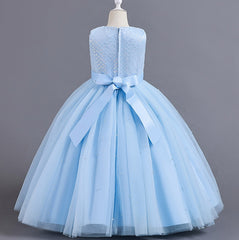 Flower Girl Dress Bow Wedding Dress Princess Dress Sequins Birthday Costume Party Holiday