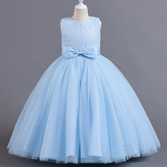 Flower Girl Dress Bow Wedding Dress Princess Dress Sequins Birthday Costume Party Holiday