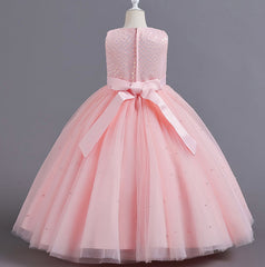 Flower Girl Dress Bow Wedding Dress Princess Dress Sequins Birthday Costume Party Holiday