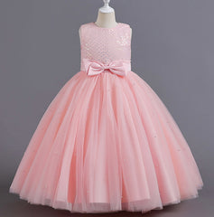 Flower Girl Dress Bow Wedding Dress Princess Dress Sequins Birthday Costume Party Holiday