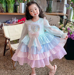 New Girl Dress Rainbow Toddler Princess Costume For Casual Wear Holiday Birthday Party