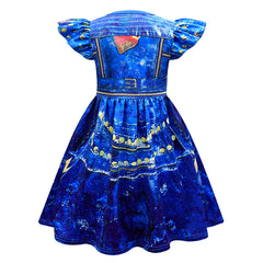 Descendants Uma Costume Dress Toddler Kids Cosplay Outfit with Wig & Gloves for Girls