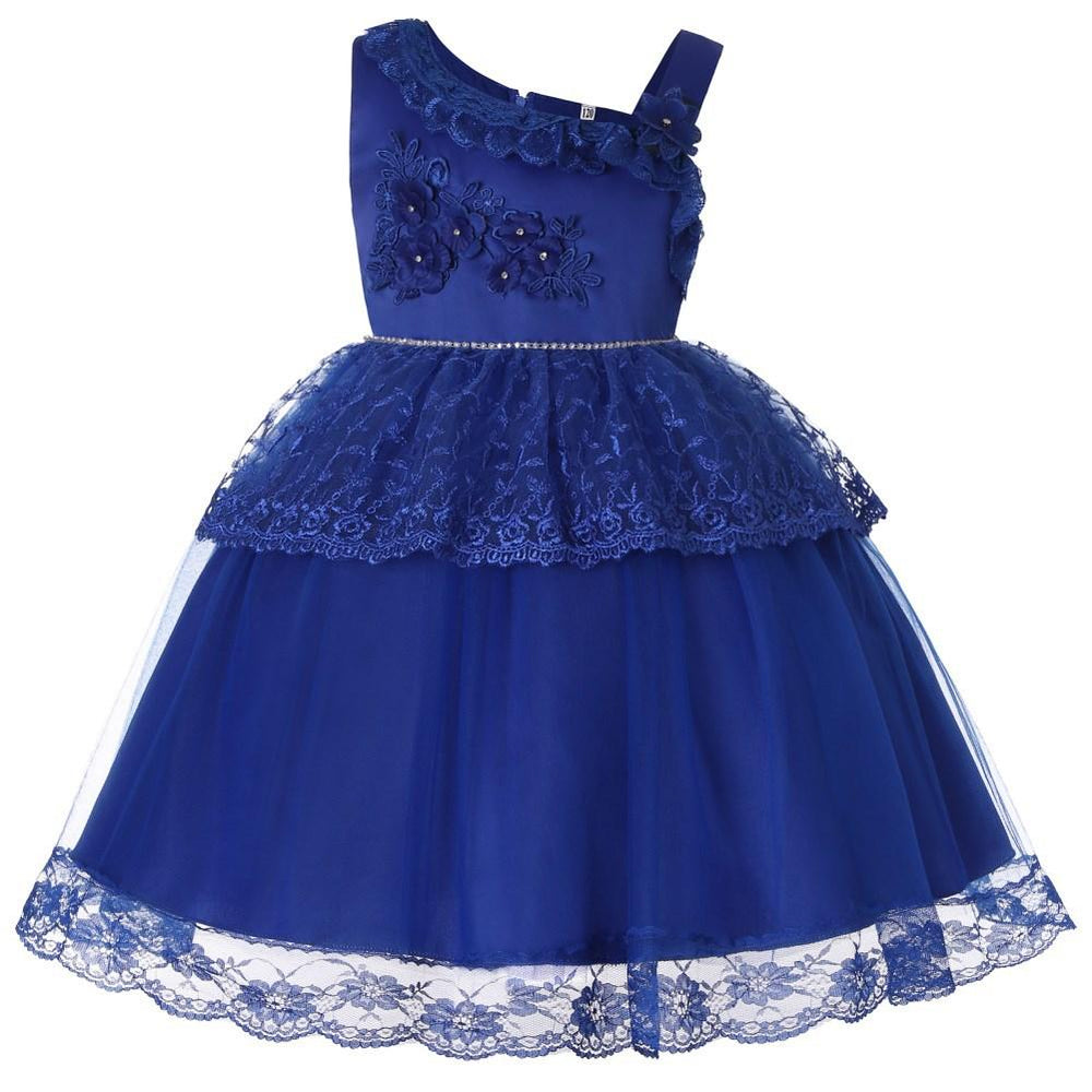 Flower Girl Dresses Lace Cute Princess Kids Formal Wedding Birthday Holiday Party
