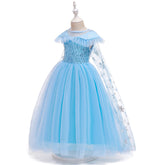 Frozen 2 Elsa Princess Sequins Girls Costume Dresses with Crown wand Cosplay Party Holiday.
