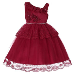 Flower Girl Dresses Lace Cute Princess Kids Formal Wedding Birthday Holiday Party
