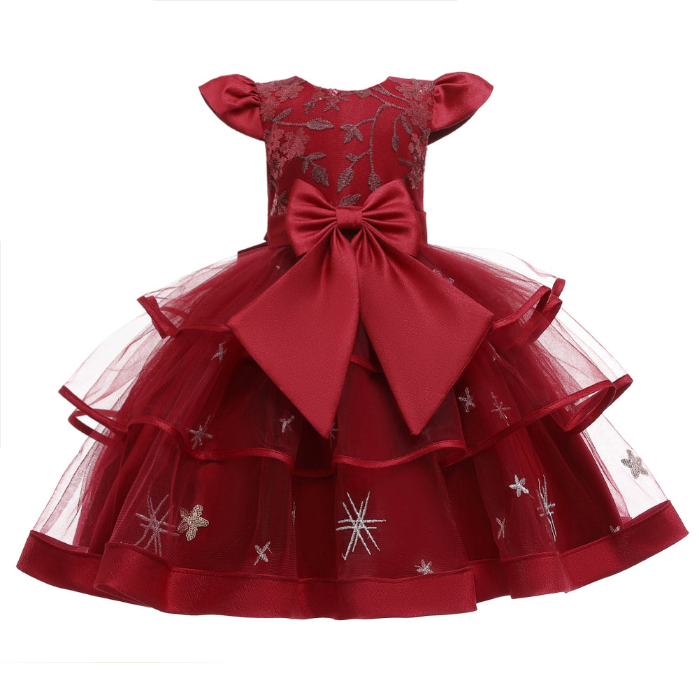 Flower Girl Dresses Ruffle Toddler Kids Knee Length Princess Wedding Formal Holiday Birthday Party