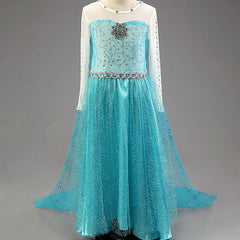 Frozen Elsa Princess Girls Costume Dresses With Tailing Cape.