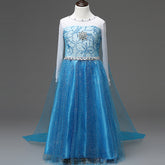 Frozen Elsa Princess Girls Costume Dresses With Tailing Cape.
