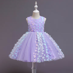 Baby Toddler Butterfly Long Mesh Flower Girl Dresses