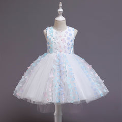 Baby Toddler Butterfly Long Mesh Flower Girl Dresses
