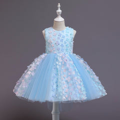 Baby Toddler Butterfly Long Mesh Flower Girl Dresses
