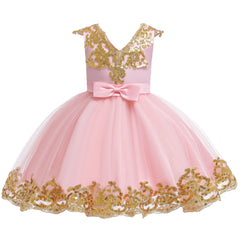 New Baby Little Toldder Kids Sequins Girl Dresses For Wedding Bridesmaid Princess Party Graduation