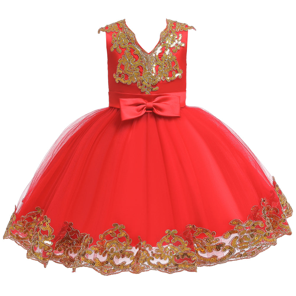 New Baby Little Toldder Kids Sequins Girl Dresses For Wedding Bridesmaid Princess Party Graduation