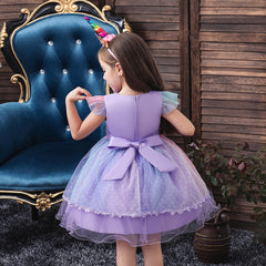 New Unicorn Baby Little Girls Toddler Costume Dresses Headband Cosplay Princess Party Holiday