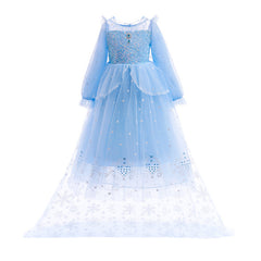 Frozen Princess Elsa Dress Girl Costume Dresses Cape For Cosplay Holiday