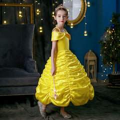New Girl Costume Dresses Belle Lace Up Princess Cosplay Birthday Party Holiday Fancy