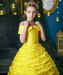 New Girl Costume Dresses Belle Lace Up Princess Cosplay Birthday Party Holiday Fancy