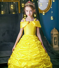 New Girl Costume Dresses Belle Lace Up Princess Cosplay Birthday Party Holiday Fancy