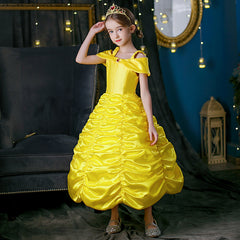 New Girl Costume Dresses Belle Lace Up Princess Cosplay Birthday Party Holiday Fancy