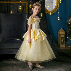 New Girl Costume Dresses Belle Lace Up Princess Cosplay Party Holiday Birthday Fancy