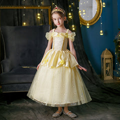 New Girl Costume Dresses Belle Lace Up Princess Cosplay Party Holiday Birthday Fancy