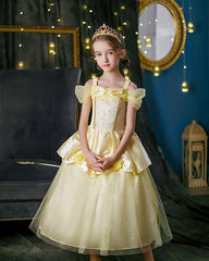 New Girl Costume Dresses Belle Lace Up Princess Cosplay Party Holiday Birthday Fancy