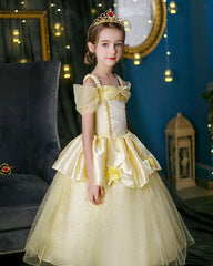 New Girl Costume Dresses Belle Lace Up Princess Cosplay Party Holiday Birthday Fancy