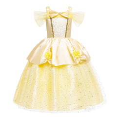 New Girl Costume Dresses Belle Lace Up Princess Cosplay Party Holiday Birthday Fancy